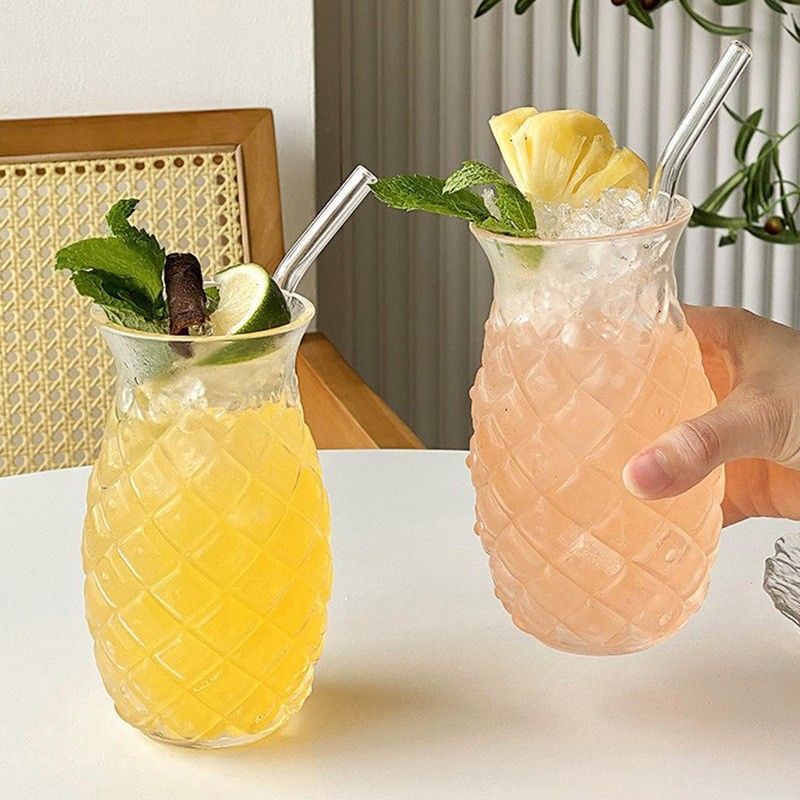 Transparent pineapple juice glass