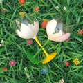 Hand-painted tulip vintage wine glass