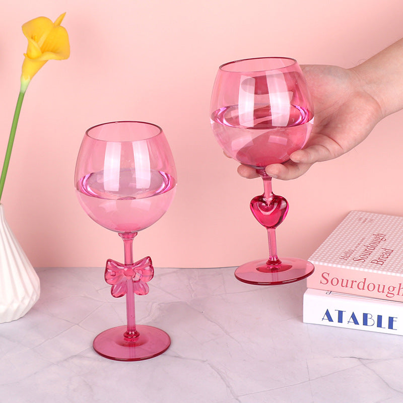 Creative PC wine glass with bow and heart shape