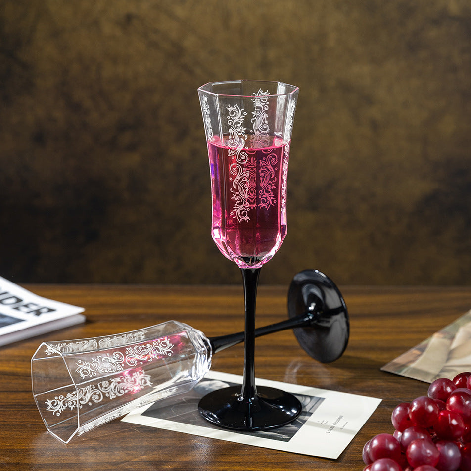 Octagonal vintage champagne glass/wine glass