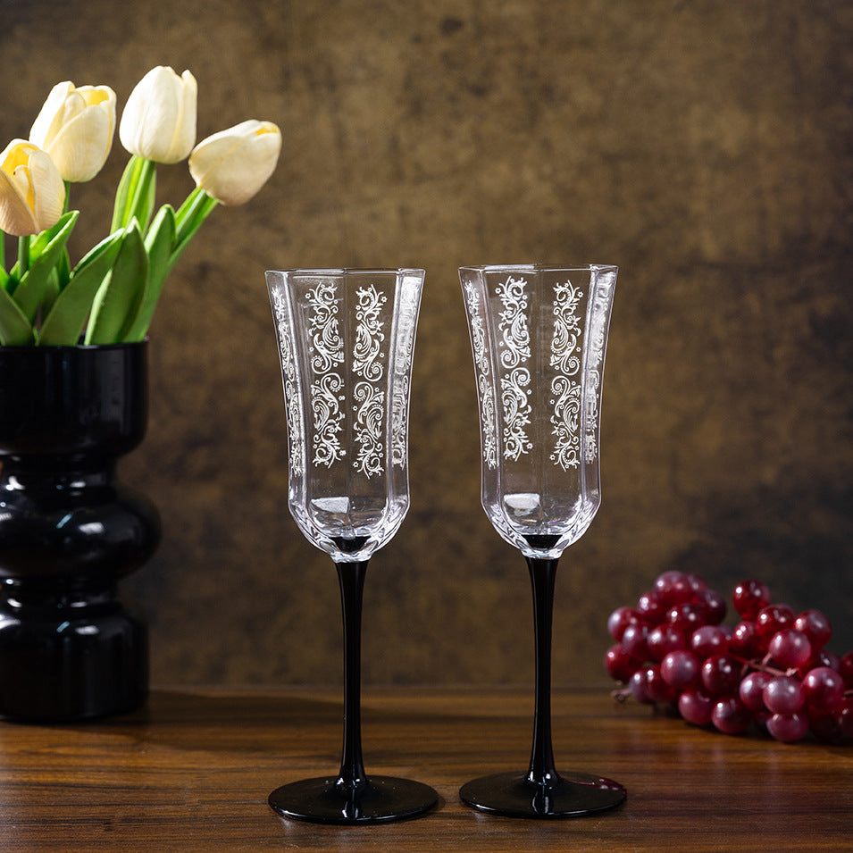 Octagonal vintage champagne glass/wine glass