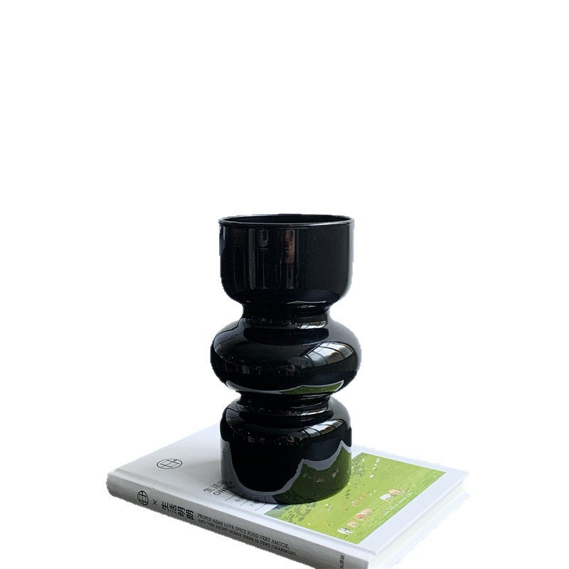 Black Glass Vase For Minimalist Home Decor