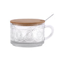 Creative new transparent embossed yogurt cup with handle - glass breakfast cup