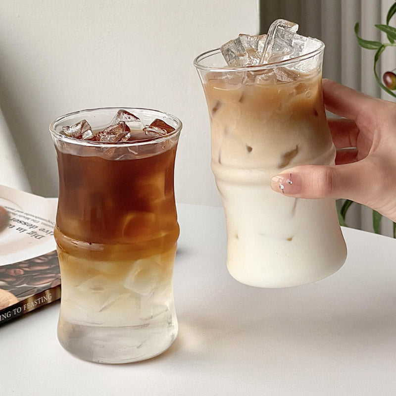 Household high borosilicate glass bamboo-joint cup iced Americano cup