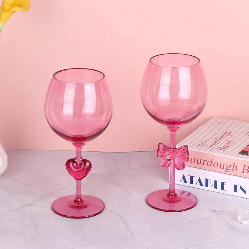 Creative PC wine glass with bow and heart shape