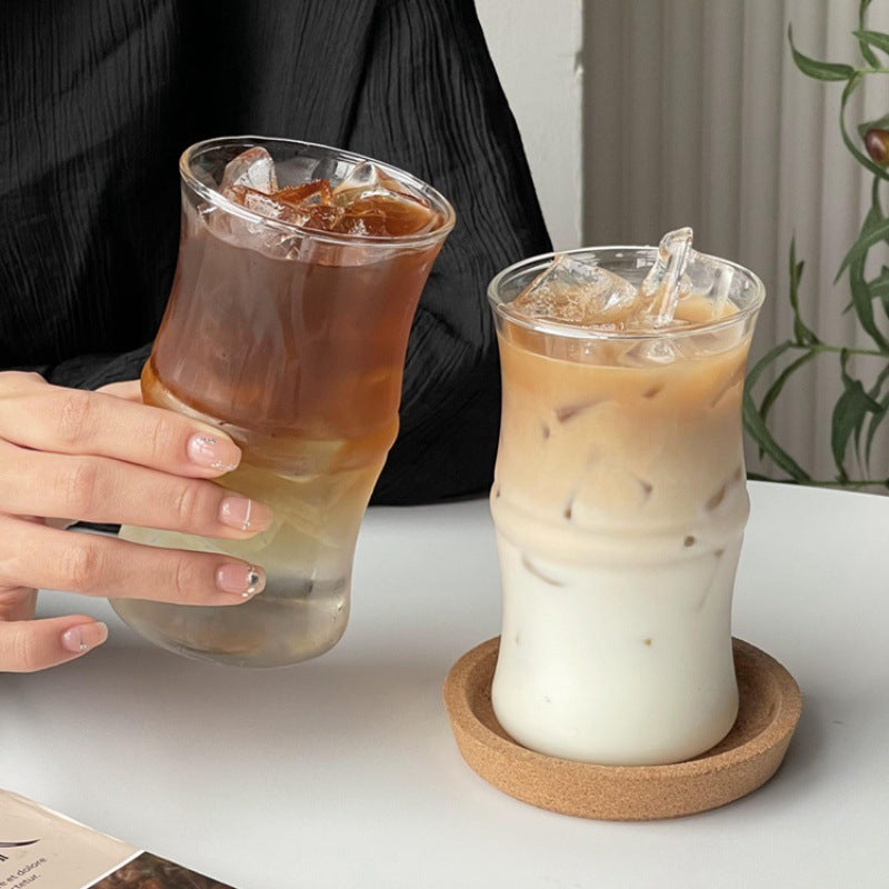 Household high borosilicate glass bamboo-joint cup iced Americano cup
