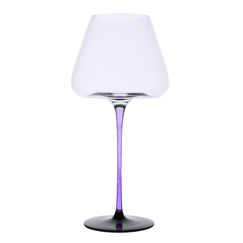 Purple stem glass, household concave-bottom stemmed glass, wine glass