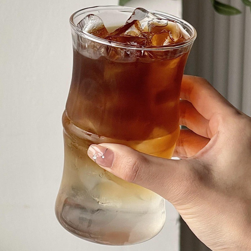 Household high borosilicate glass bamboo-joint cup iced Americano cup
