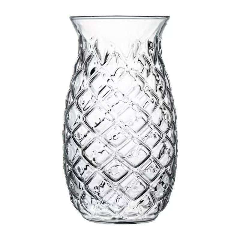 Transparent pineapple juice glass