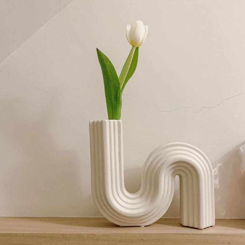 Minimalist Geometric Ceramic Vase Home Decor